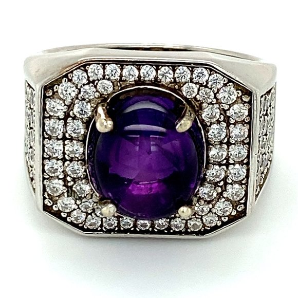 Amethyst 5.40ct Platinum Finish Solid Silver Ring